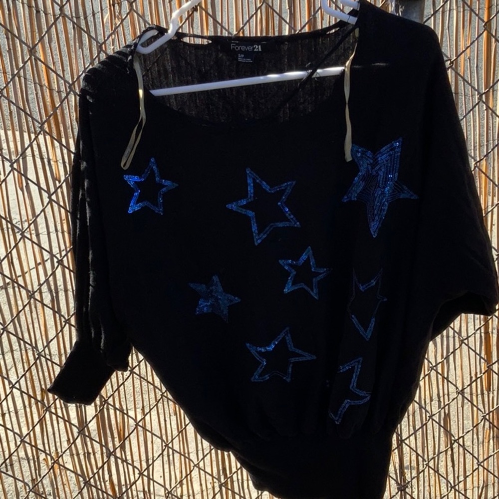 Forever 21 small black and blue star sweater. Perfect 80s look
